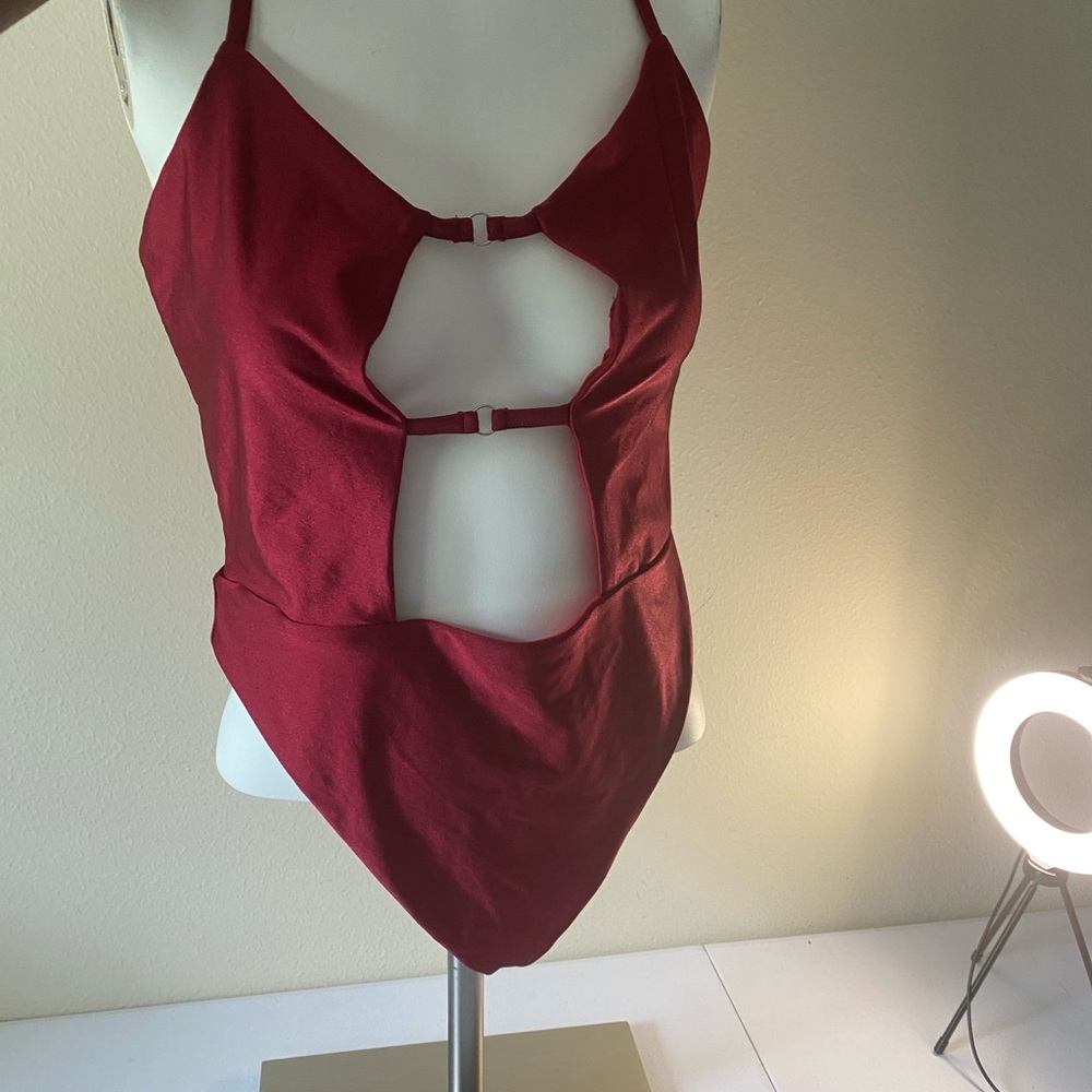 Fashion Nova Burgundy Cut-Out One Piece Sz XL